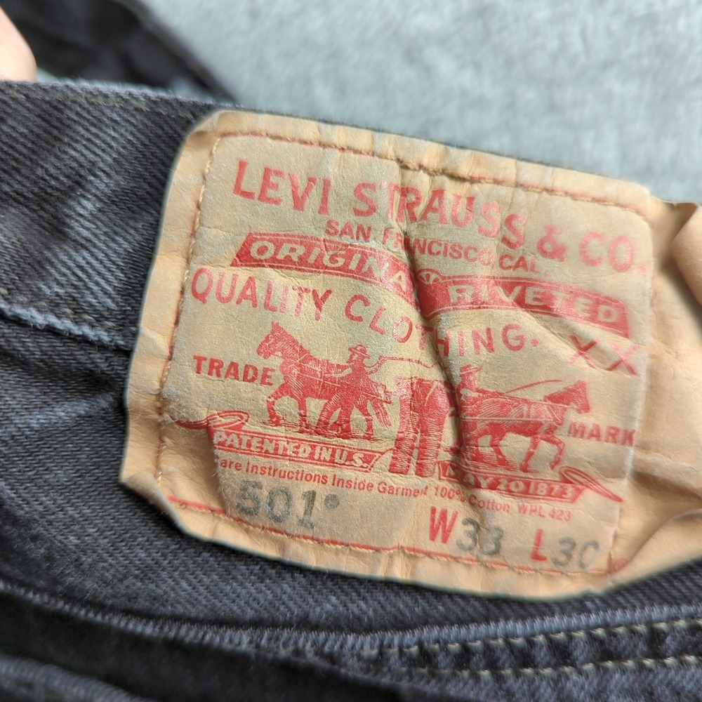 Vintage Levis 501 Jeans Mens 33 (Fits 30x28) Black Faded Straight Grunge Y2K - Picture 5 of 12